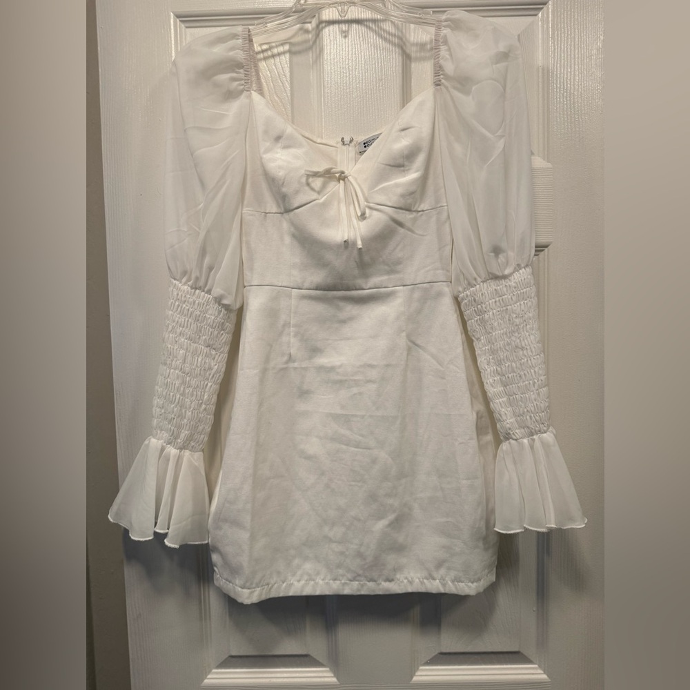 White Dress Romantic Sleeves - Beginning Boutique